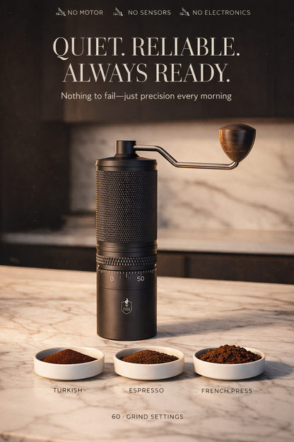 Fiamma & Ferro Titanium+ Professional-Grade Manual Coffee Grinder — Titanium Burr | 180 Grind Settings