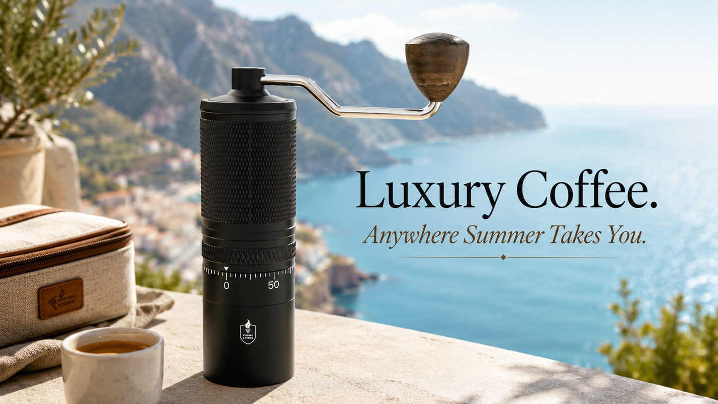 Fiamma & Ferro Titanium+ Professional-Grade Manual Coffee Grinder — Titanium Burr | 180 Grind Settings
