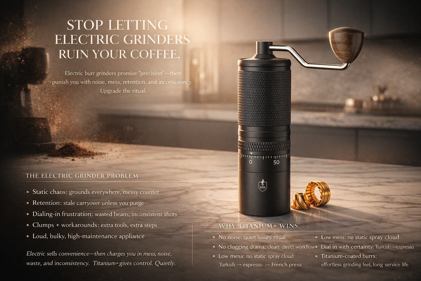 Fiamma & Ferro Titanium+ Precision Manual Coffee Grinder