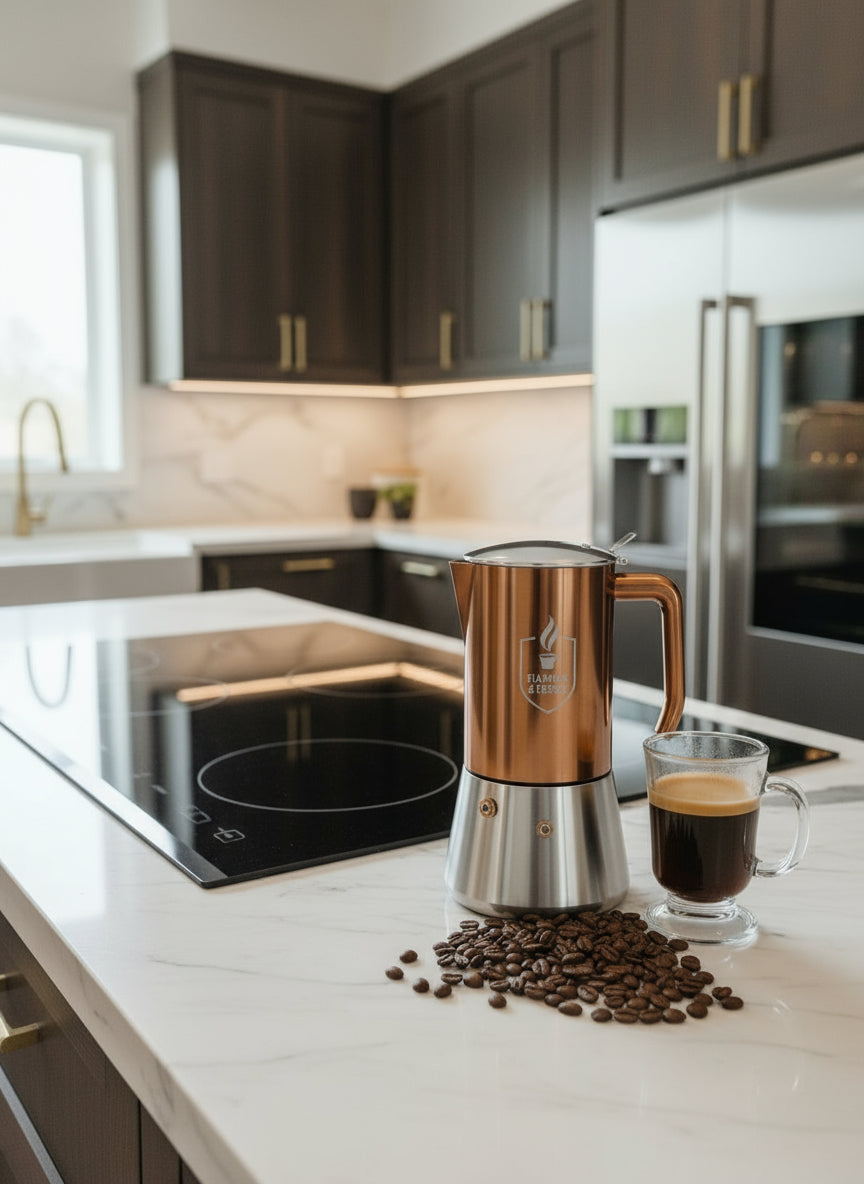 Fiamma & Ferro Stovetop Espresso Maker — 600 ml / 20 oz (12 Cup) | Induction, Electric and Gas Stove Compatitble