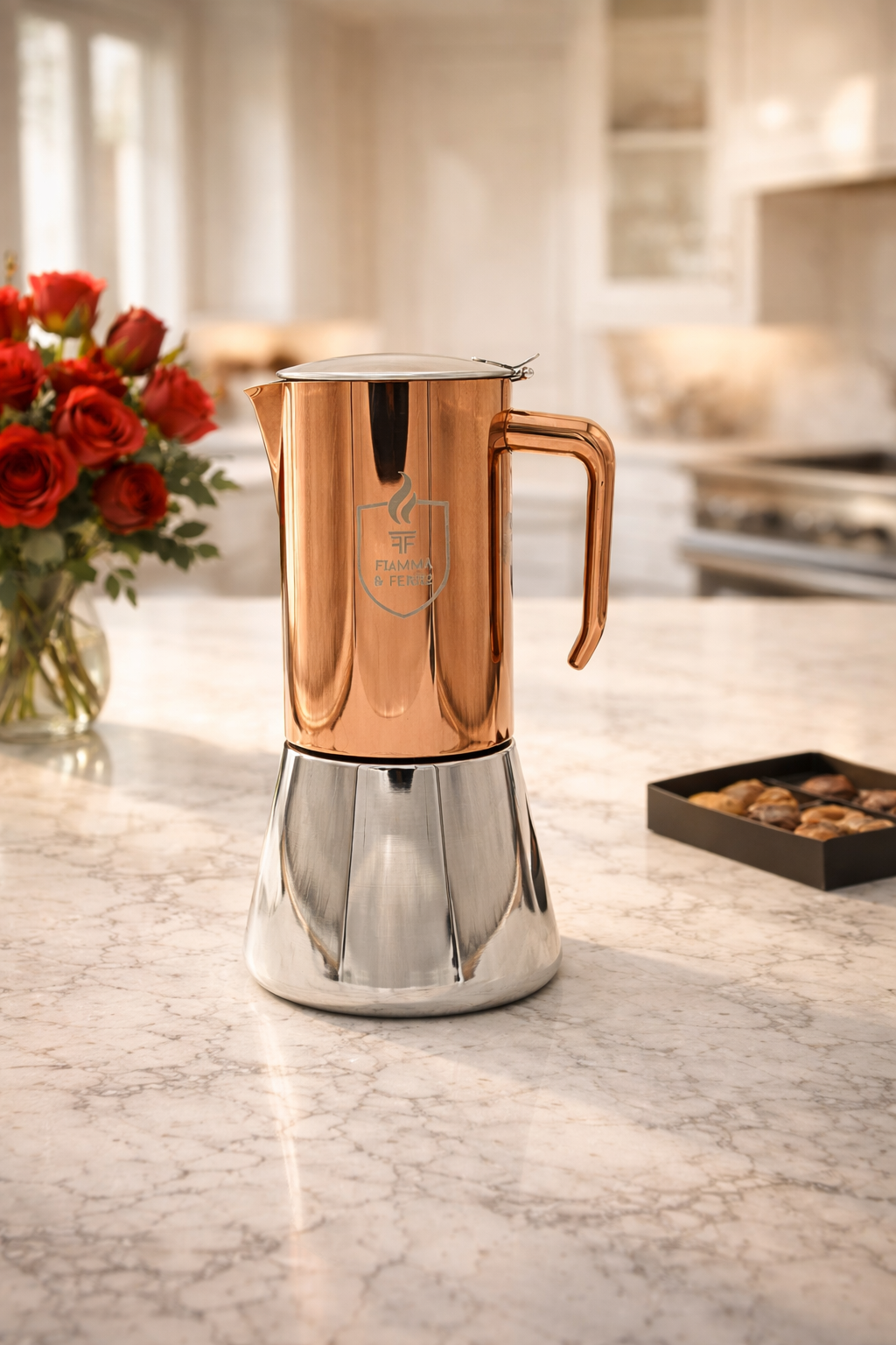 Fiamma & Ferro Stovetop Espresso Maker — 600 ml / 20 oz (12 Cup) | Induction, Electric and Gas Stove Compatitble